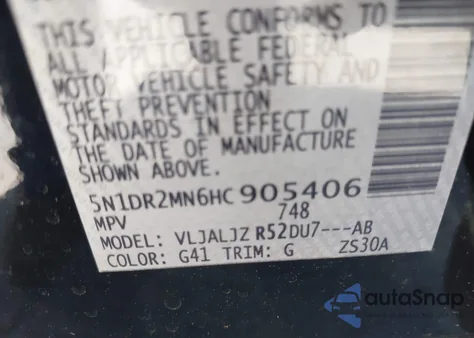 2017 Nissan Pathfinder Platinum из США, поврежденный, VIN 5N1DR2MN6HC905406